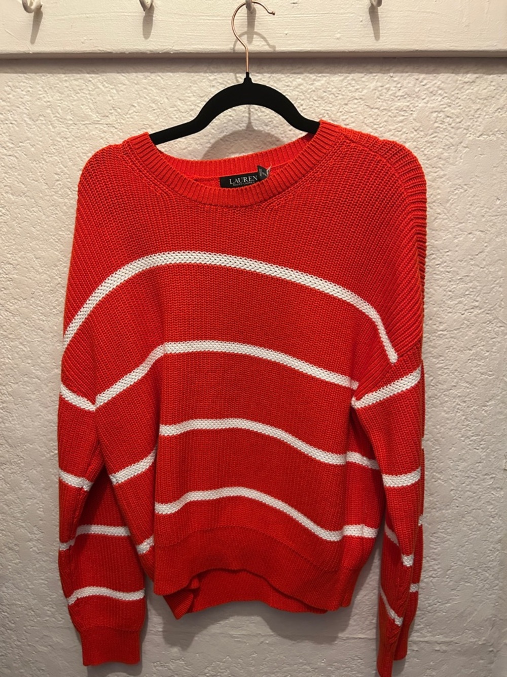 Lauren Ralph Lauren Red and White Striped Sweater